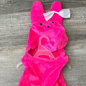Pink Peeps Dog Outfit with Bunny Ears and Bow